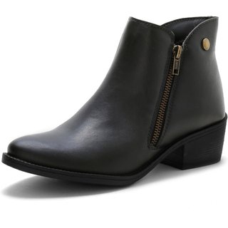 Bota Feminina Épico Cano Curto Zíper Lateral Moderna Confortável Preta