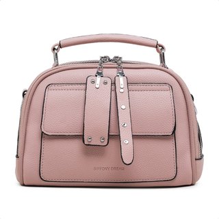 Bolsa Transversal Couro Bolsinha Feminina Moderna Compacta - Rosa