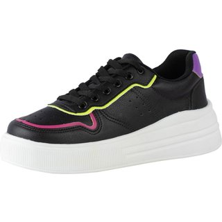 Tênis Feminino Lumiss Casual Flatform Plataforma Confortável Preto