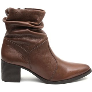 Bota Sanfonada Feminina em Couro com Salto 4cm e Zíper Lateral Conforto e Estilo em Cada Passo Marrom