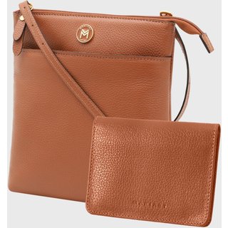 Kit Bolsa Transversal e Carteira de Couro Mariart Itacaré + 649 Camel