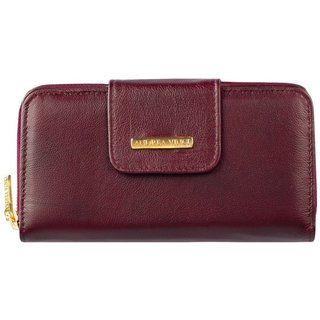Carteira Andrea Vinci Feminina De Couro Liso Cindy 9,5x19cm - Marsala