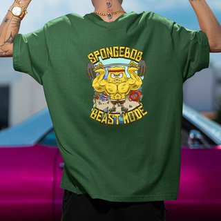 Camiseta Oversized Navit Bob Esponja Academia Verde