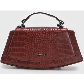 Bolsa Feminina Colcci Texturizada Croco Bordô