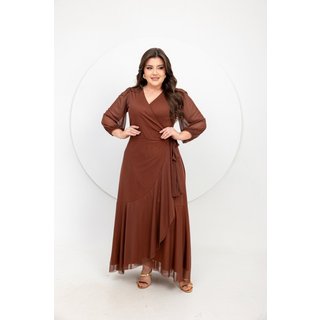 Vestido Transpassado Charmely Envelope Plus Size Manga 3/4 Social Premium