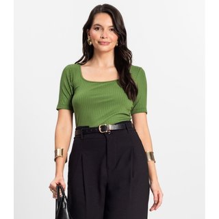 Blusa em Ribana Canelada Rovitex Verde