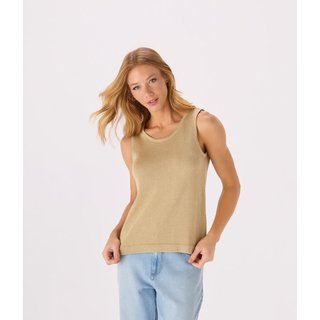 Blusa Makenji Tricot Sem Manga Com Lurex Feminina Dourada