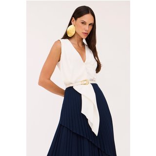 Blusa Reta Lisa Com Transpasse Off White (normal) Charry