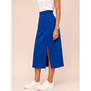 Saia Midi Lapetry Fenda Lateral Azul Bic Elegante