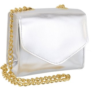 Bolsa Feminina Pequena Lavini Metalizada de Alça Corrente Prata