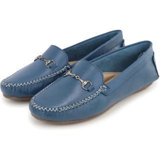 Mocassim em Couro com Fivela Feminino Azul
