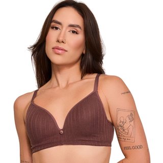 Sutiã Top Algodão Com Bojo Soft Com Aros Realce Econfort