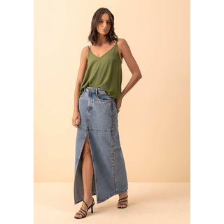Blusa Regata Fluida Com Alças Finas E Decote Em V