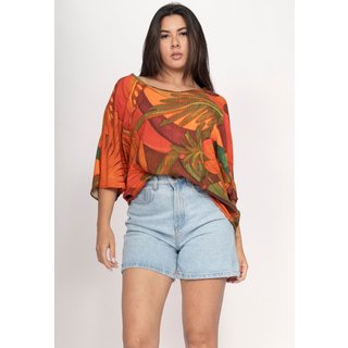 Blusa CabanaFree Morcego Ampla Tangará Estampa Calor da Mata