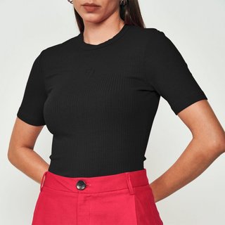 Blusa Canelado Colcci Slim Ou25 Preto Feminino