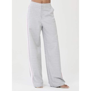 Calça Reta Wide Leg Listrada Colcci CLC Cinza Mescla