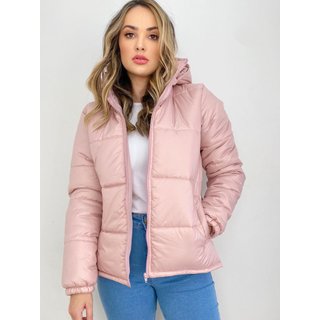 Jaqueta Puffer Longa Rosê Com Capuz Removível