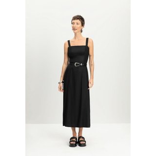 Vestido feminino midi em viscose Essendi -Preto Preto