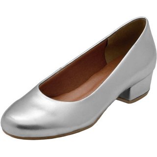 Scarpin Boneca Salto Baixo Grosso 3cm Luiza Sobreira Prata Mod. 2226