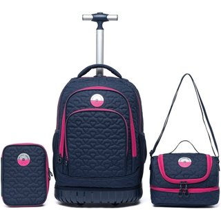 Kit Mochila Feminina Hang Loose Estojo Lancheira Escolar Robusta