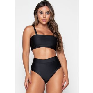 Biquini Bravaa Store Top Faixa Cintura Alta Feminino Praia Verão 315 Preto
