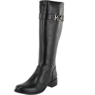 Bota Montaria Couro Cano Longo Metal Lancamento Agnes Veronez Preto