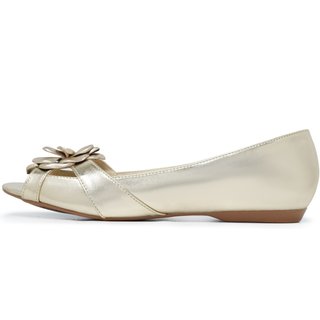 Sapatilha PeepToe LeRUCHEL Flor Ouro
