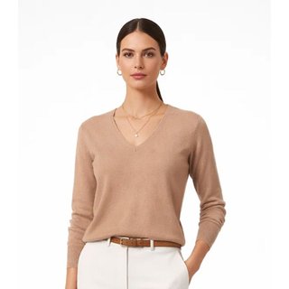 Sueter Feminino Gola V Em Tricot Rovitex Marrom