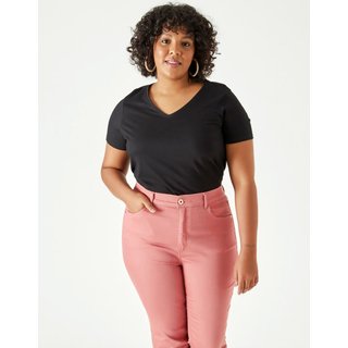 Blusa Básica Feminina Plus Size Decote V Em Meia Malha AntiOdor