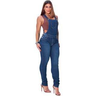 Macacão Jardineira Jeans Moda Feminina