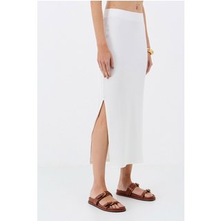 Saia Midi Canelada com Fenda ACT Feminino