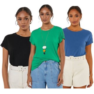 Kit 3 Camisetas Vih Triny Femininas Básicas Premium Preto