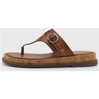 Rasteira Feminina Arezzo Tira Larga Fivela Marrom