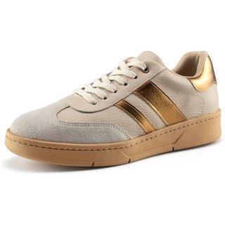Tênis Feminino Bella Nina Casual Dia A Dia Confortável Estilo Camurça Dourado