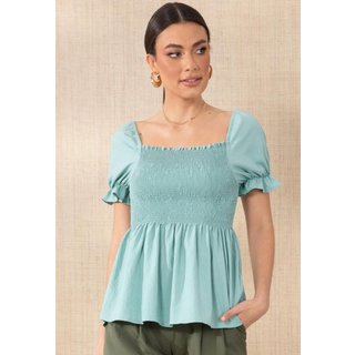 Blusa Com Mangas Bufantes Verde Quintess