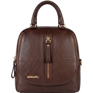 Bolsa Andrea Vinci mochila de couro liso 3 em 1 Marina - Café