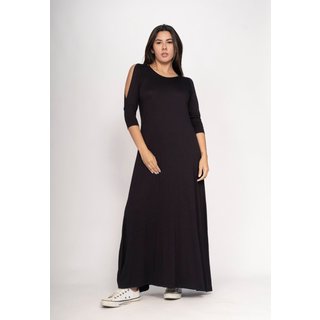 Vestido CabanaFree Boyrá Longo Malha Detalhe na Manga Preto