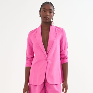 Blazer Linho Colcci Botão Pr26 Rosa Mon Amour Feminino