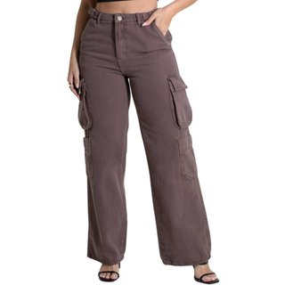 Calça Sarja Sawary Wide Leg - 279950 - Marrom - Sawary