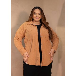 Camisa Plus Size Canelada Aveludada Cia do Vestido Nude