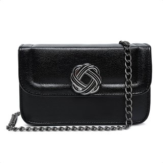 Bolsa feminina Pequena Preta Quadrada Casual Clutch Festa Alça Corrente Elegante