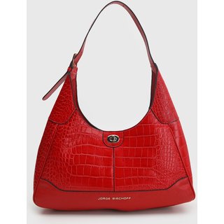 Bolsa Grande Feminina Jorge Bischoff Croco Vermelha