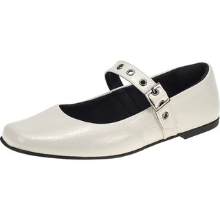 Sapatilha Feminina Lóris Shoes Fivela Mary Jane Bico Quadrado Clássico Retro 195 Off White