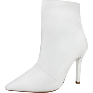 Bota Salto Alto Fino 10 cm Cano Curto Bico Fino Luiza Sobreira Branca Mod. 2255