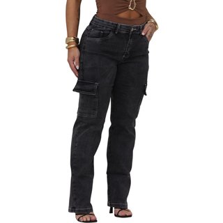 Calça Feminina Jeans Light Cargo Grafite