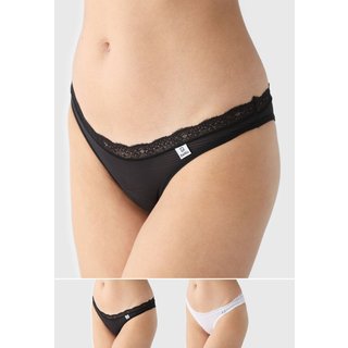 Kit 2pçs Calcinha DelRio Tanga Listrada e Renda Preta