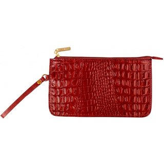 Necessaire de couro com alça Nitty 11,5x20,5cm - Vermelho