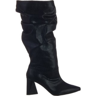 Bota Slouchy Feminina Preta Salto Médio Triangular 23021