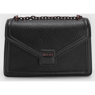 Bolsa Média Santa Lolla Textura Fivela Preta