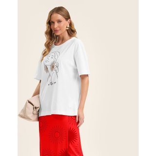 Blusa Feminina Manga Curta em Meia Malha Rovitex Branco